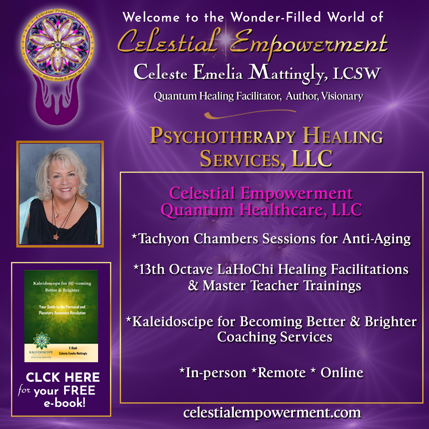 Discover Celestial Empowerment with Celeste Emelia Mattingly, LCSW - Psychotherapy Healing Services